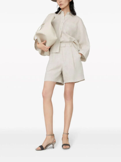 High-Waisted Linen Shorts